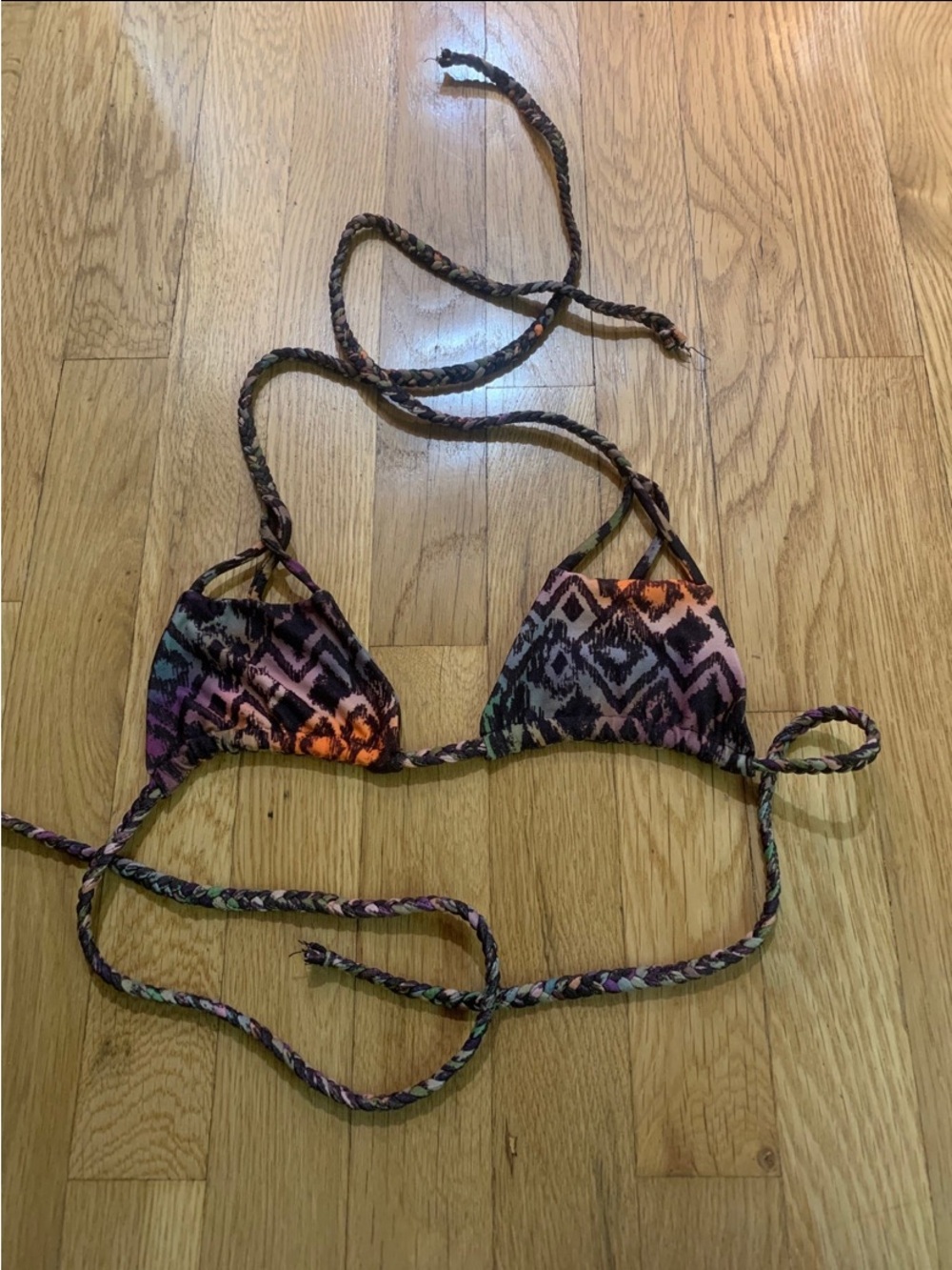 Triangle Bikini Top in Multicolor Ikat Print - Women Swim